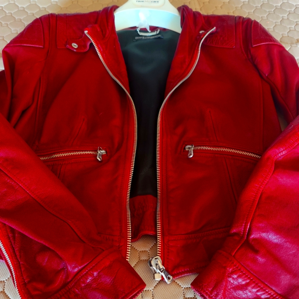 Dolce & Gabbana red leather motorcycle jacket